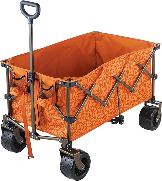 Bliss Hammocks 36in Collapsible Beach Wagon BHW-100-AL - Amber Leaf/Orange