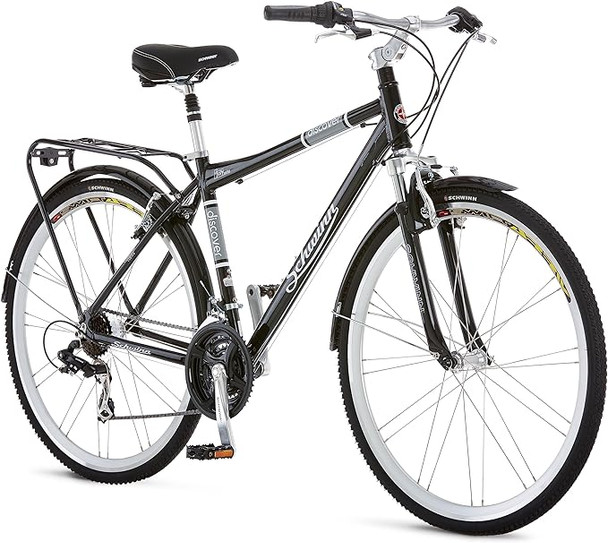 Schwinn Discover Mens and Womens Hybrid Bike 21 Speed 28-Inch Wheels - BLACK
