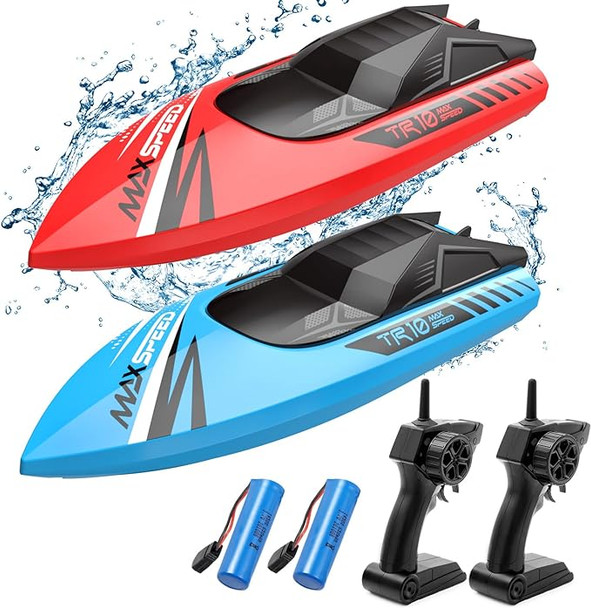 TOLLCY Remote Control Boat Kids,Tollcy RC Boats TR10 - BLUE AND RED - PACK OF 2