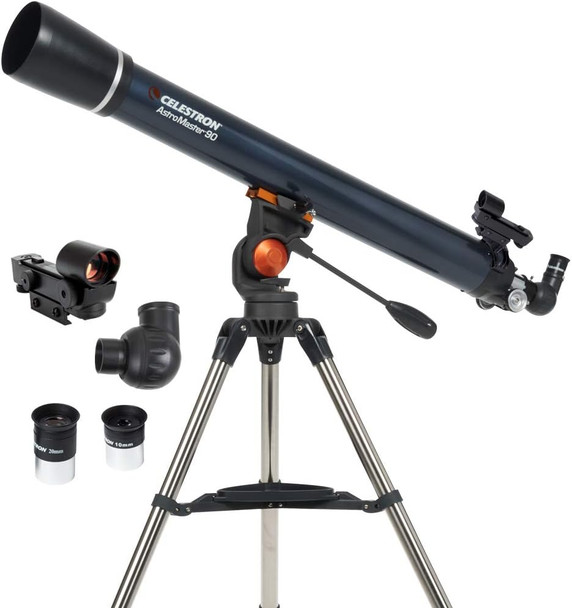 Celestron AstroMaster 90AZ Refractor Telescope for Beginners 21063