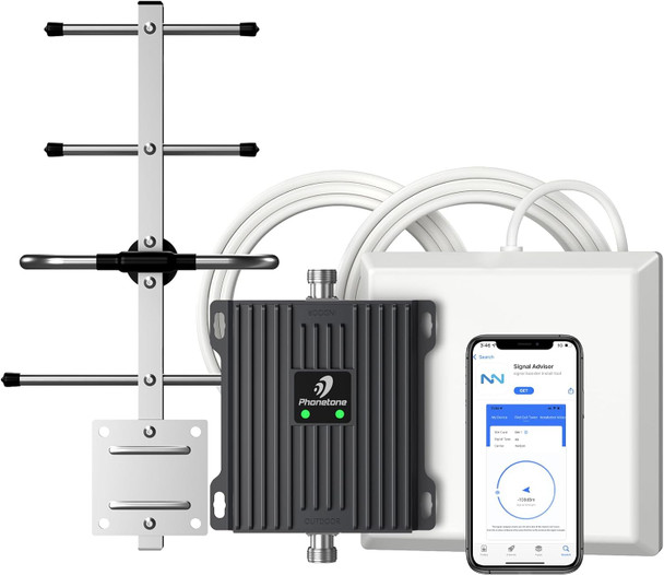 Phonetone Cell Phone Signal Booster for Verizon and AT&T, Boost 4G LTE 5G Signal