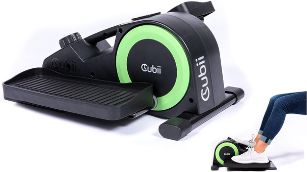 Cubii JR2, Under Desk Elliptical, Bike Pedal Exerciser - BLACK/GREEN