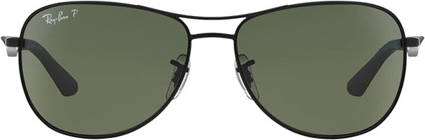 Ray-Ban Men's RB3519 Aviator Sunglasses - Green Polarized/ Matte Black