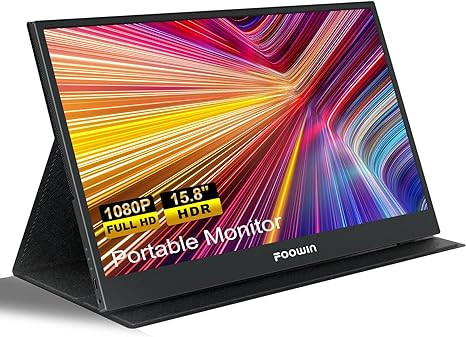 FOOWIN Portable Monitor 15.6" FHD 1080P HDR IPS Travel Monitor VP525 - BLACK