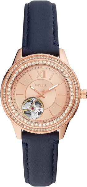 Fossil Stella Crystal-Accented Quartz Watch ME3212 - Rose Gold/Navy