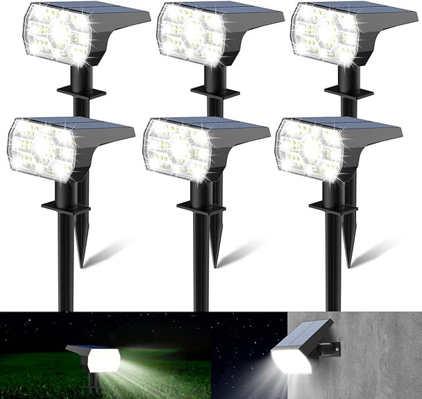 Kaxiida Solar Spot Lights Outdoor Waterproof, 3 Lighting Pack of 6 W131 - WHITE