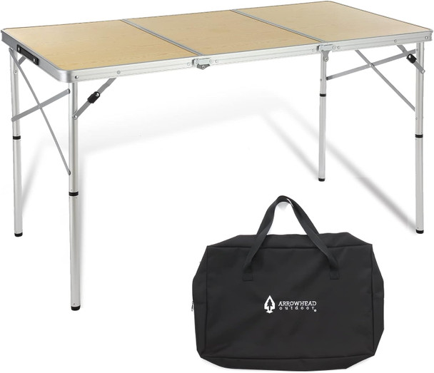 ARROWHEAD OUTDOOR 4’ ft Heavy-Duty Portable Aluminum Frame Folding Table - white