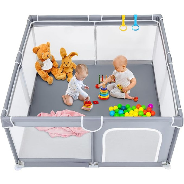 TODALE Baby Playpen Toddler Large Baby 50”×50” Playard PP-20-1515 - Gray