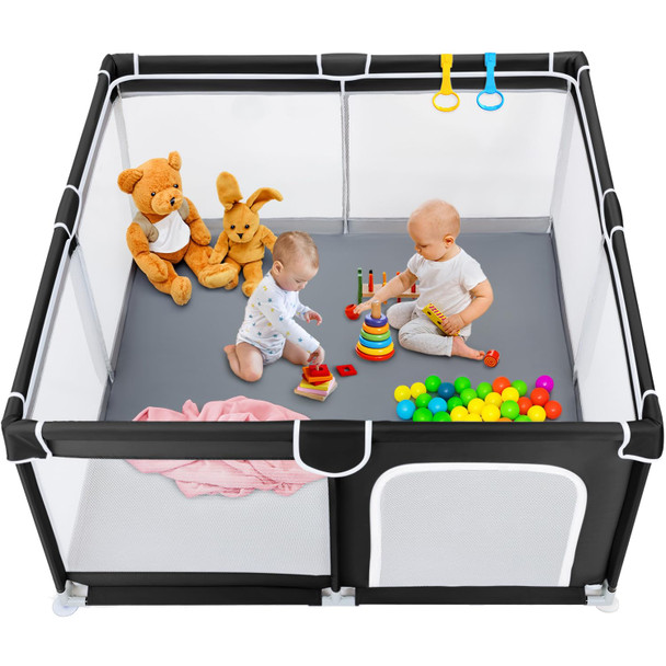 TODALE Baby Playpen Toddler Large Baby 50”×50” Playard PP-20-1515 - Black