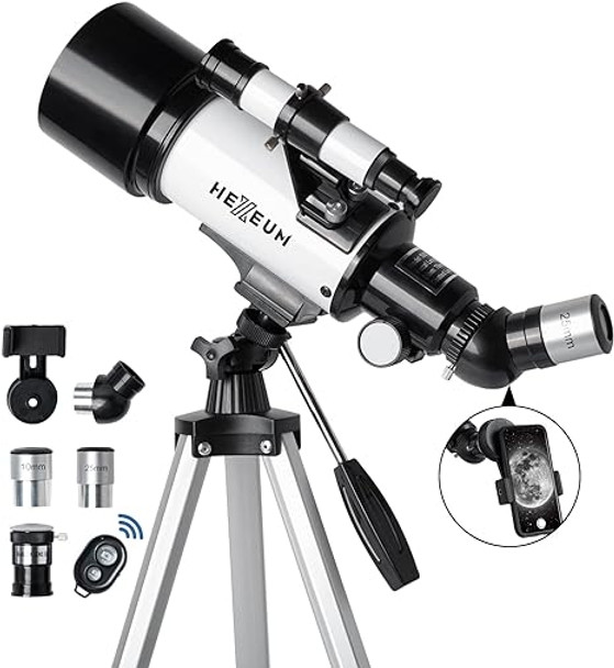 Hexeum Telescope for Kids & Adults 70mm Aperture 500mm AZ Mount AZ50070 - White