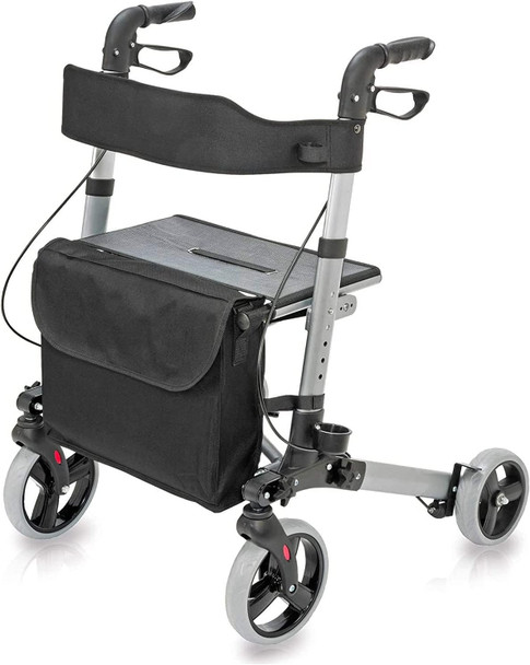 HealthSmart Walker Rollator with Seat and Backrest 501-5012-41001 - Titanium