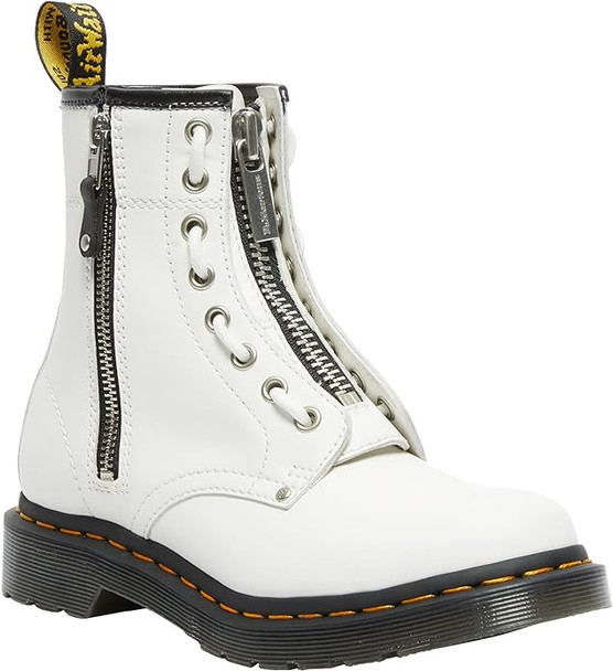 1460TZ Dr. Martens Women's 1460 Twin Zip Leather Lace Up Boots White/Sendal 11