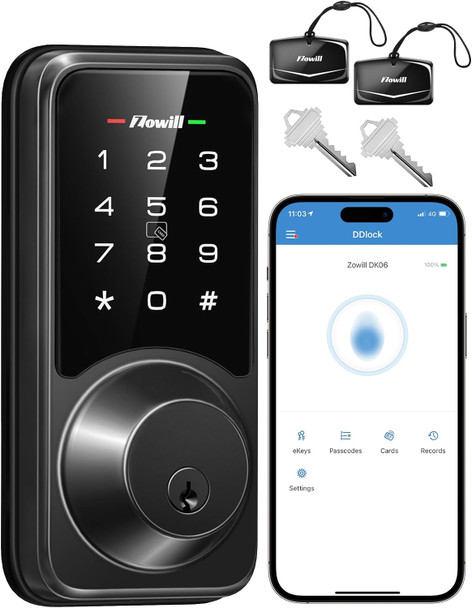 Zowill Smart Lock - Keyless Entry Door Lock with APP Control DK06 - Matte Black