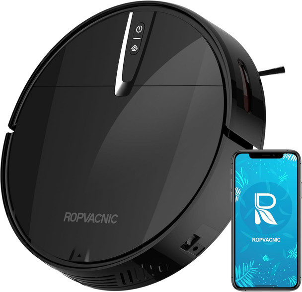 ROPVACNIC Robot Vacuum Cleaner with 3000Pa Cyclone Suction - BLACK