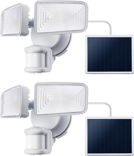 Home Zone Security 2 Pack Solar Floodlights Outdoor with Motion Sensor - WHITE