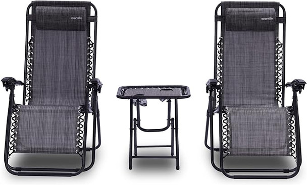 SereneLife Zero Gravity Lounge Chair Adjustable Steel Mesh Recliners Set of 2