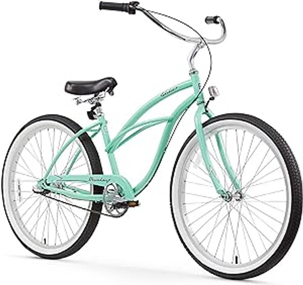 Firmstrong Urban Beach Cruiser Bicycle 24" 3 Speed - Mint Green/Black Seat/Grips