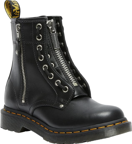 1460TZ Dr. Martens Women's 1460 Twin Zip Leather Lace Up Boots Black/Wanama 9