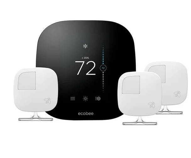 Ecobee 3 - Smart Thermostat & 3 Room Sensors EB-STATE3VP-02 - BLACK AND WHITE