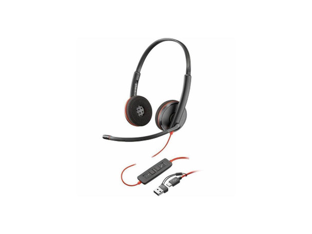 Poly Blackwire 3220 Stereo USB-C Headset + USB-C/A Adapter - Stereo - USB Type Poly Blackwire 3220 Stereo USB-C Headset + USB-C/A Adapter - Stereo - USB Type