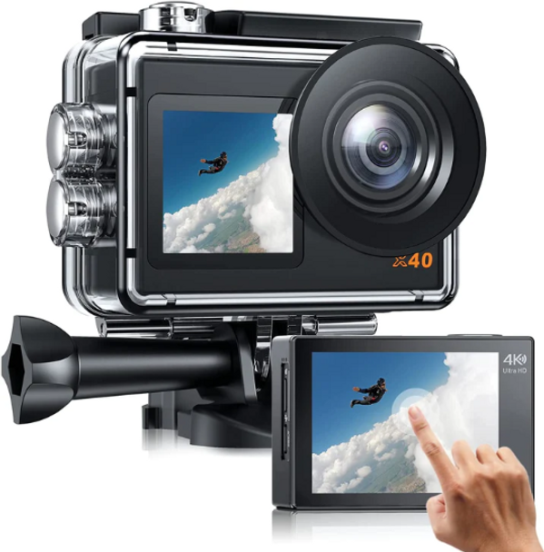 Campark X40 4K 30FPS 20MP Dual Screen Action Camera Waterproof Camera - Black