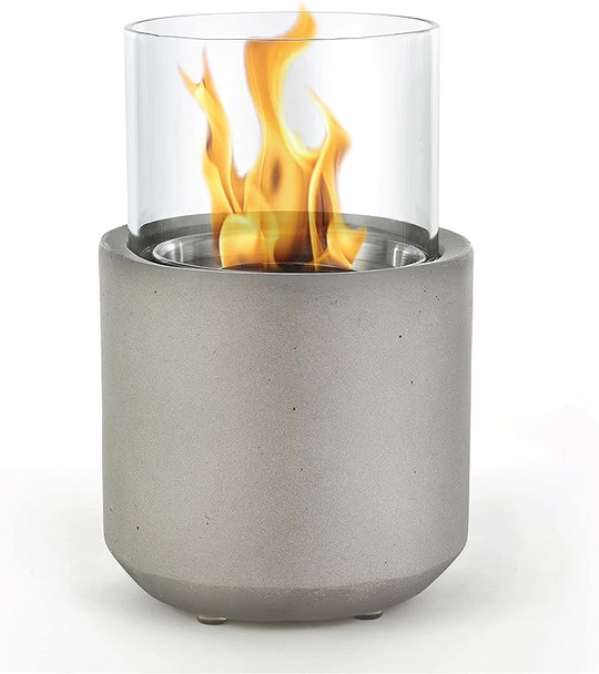 Home Zone Living Concrete Portable Tabletop Round 4.7" Fire Pit KMF0354U - Grey