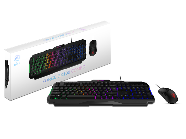 MSI Forge GK100 Combo – Gaming RGB Keyboard & Mouse Set, 19-Key Anti-Ghosting,