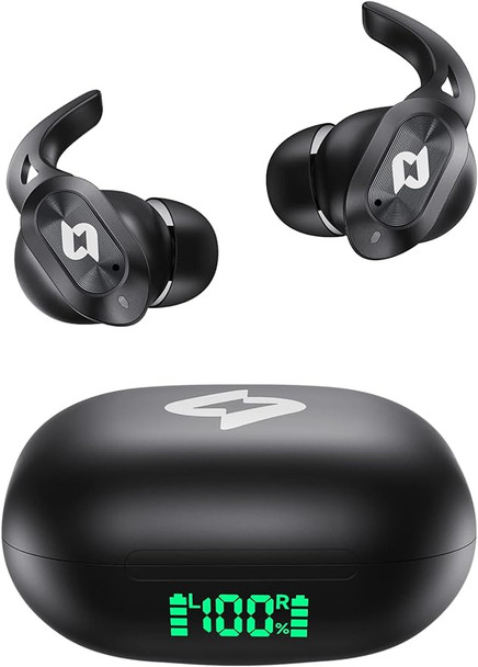 YETEKY Wireless Earbuds Bluetooth Headphones Wireless Charging LED A16 - Black