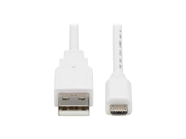 Tripp Lite U050AB-003-WH 3 ft. White Safe-IT USB-A to USB Micro-B Antibacterial