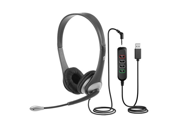 Cyber Acoustics Stereo 3.5mm and  USB Controller Headset AC-204USB