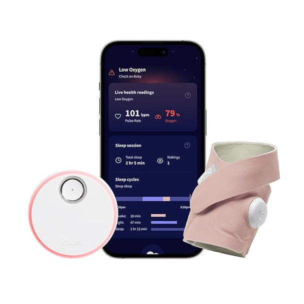 Owlet Dream Sock Smart Monitor Live Heart Rate Oxygen BM06N20MCJ - Dusty Rose