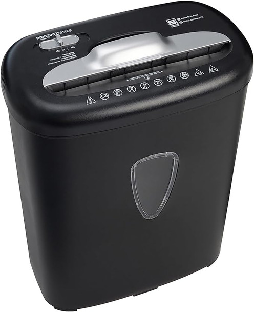 Amazon Basics 8 Sheet Cross Cut Paper Credit Card Shredder 4.1 Gallon Bin Black