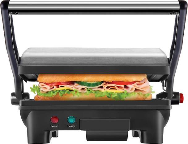 Chefman Electric Panini Grill Non-Stick Plates (2 Slice) RJ02-180 - Black