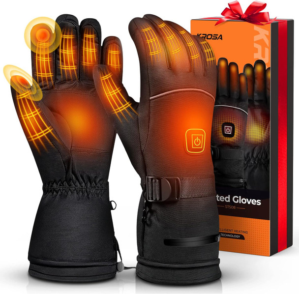 krosa -30 Heated Gloves for Men & Women, 3000mah Battery STS08 (Large) - Black