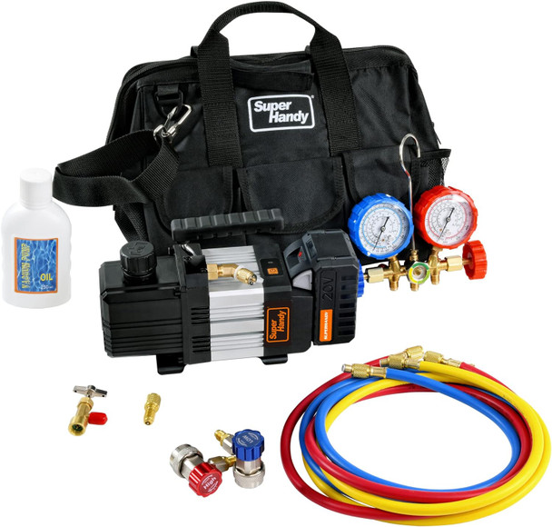 SuperHandy Vacuum Pump Cordless 20V HVAC & Auto A/C - Brushless GUT129 - Black