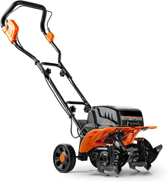 SuperHandy Electric Tiller-Cultivator 40V Li-on 14" Tilling 4 Tine - Orange