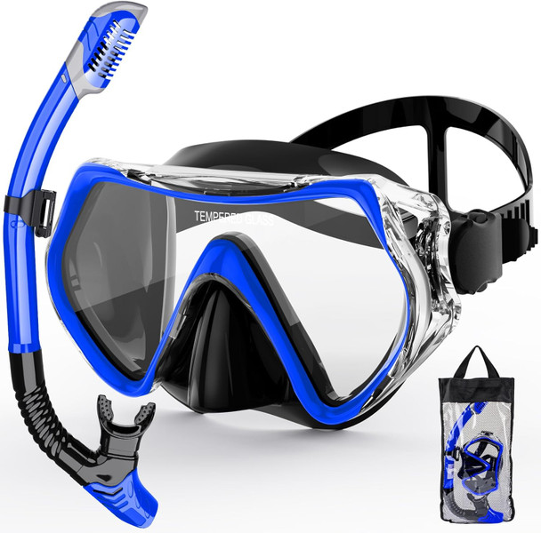 ZIPOUTE PRO Snorkeling Gear for Adults - Black/Blue