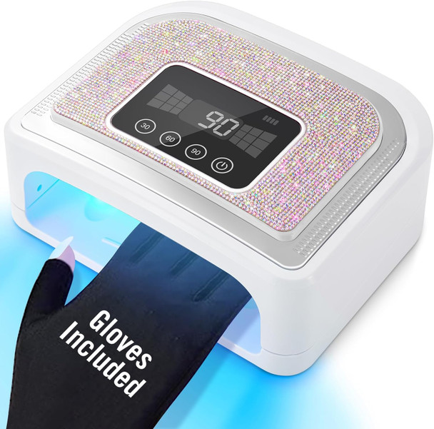 Aedavey Cordless 120W Rechargeable UV Nail Lamp - Sparkly Diamond/White