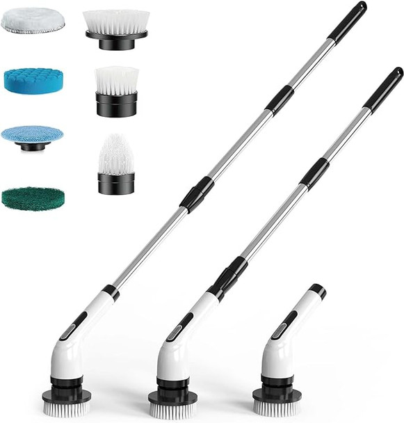 Highyes A10 Electric Spin Scrubber Cleaning Power Shower Scrubber - Black/White