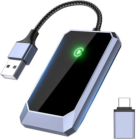 TERUNSOUl Carplay Adapter Converts Wired to Wireless BY960H - Black/Silver