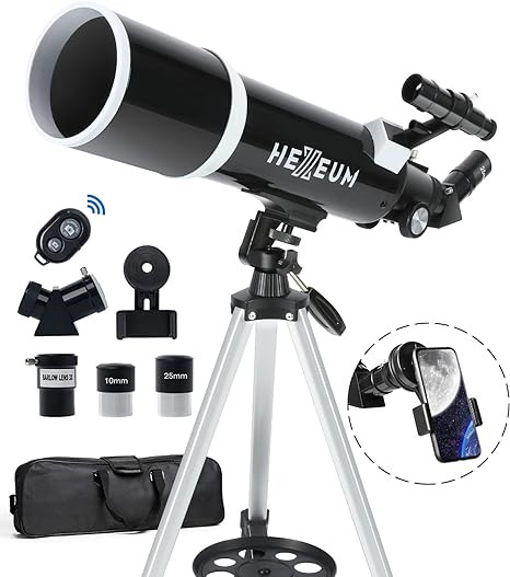 HEXEUM Telescope 80mm Aperture 600mm Fully Multi-Coated High AZ80600 - Black
