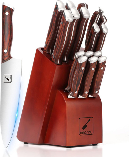imarku 16 Pieces Japanese Kitchen Knife Set I-KS0083 - Red
