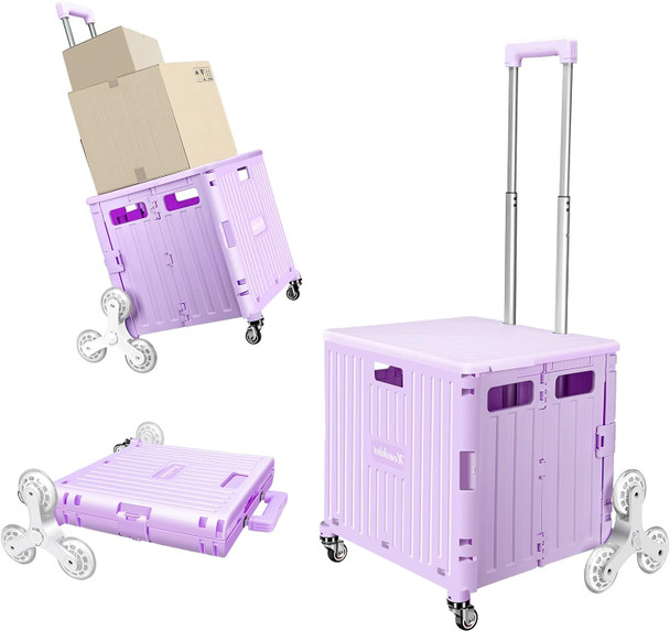 Honshine PLX-3 Foldable Cart with Stair Climbing Wheels, Collapsible - Lavender