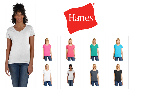 42VT Hanes Ladies' Perfect-T Triblend V-Neck T-shirt New