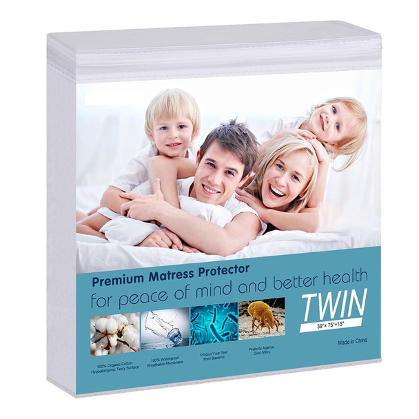 MOVSOU Mattress Protector Cover TWIN Cotton Terry - White