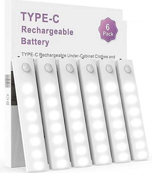 AMEERY Under Cabinet Lights 6 Pack Motion Sensor Light LED Ultra Thin - White