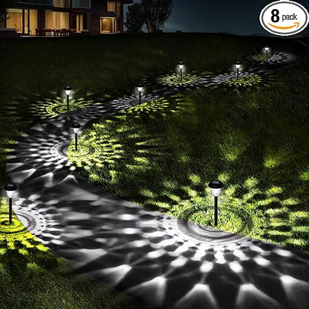 Ornesign Ultra Bright Solar Lights Outdoor Waterproof 8 Pack - Black
