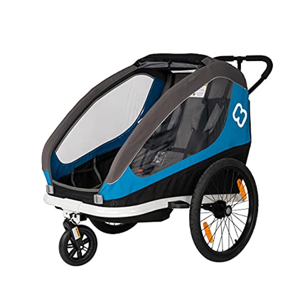 HAMAX TRAVELLER TWO SEAT CHILD BIKE TRAILER + STROLLER HAM400079 - BLACK/BLUE