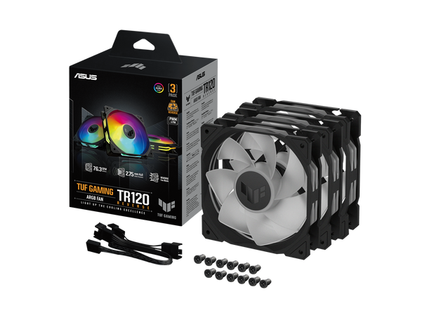 ASUS TUF Gaming TR120 ARGB Reverse Fan - Black - Triple Pack Higher Cooling