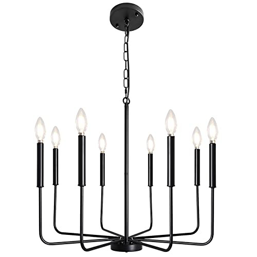 8 Lights Black Chandelier Dining Room Light Fixtures, Farmhouse Chandeliers